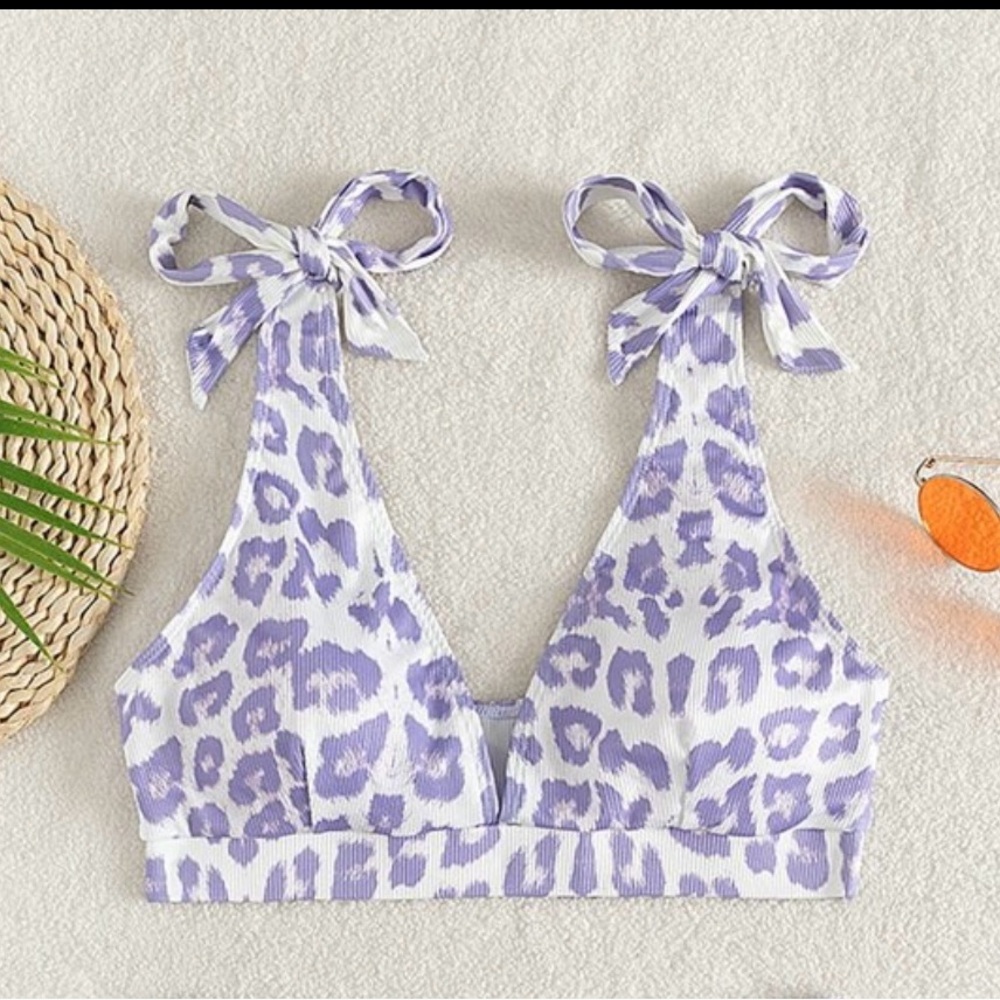 NWOT Purple Leopard Print Bikini Top ONLY (no bottoms)